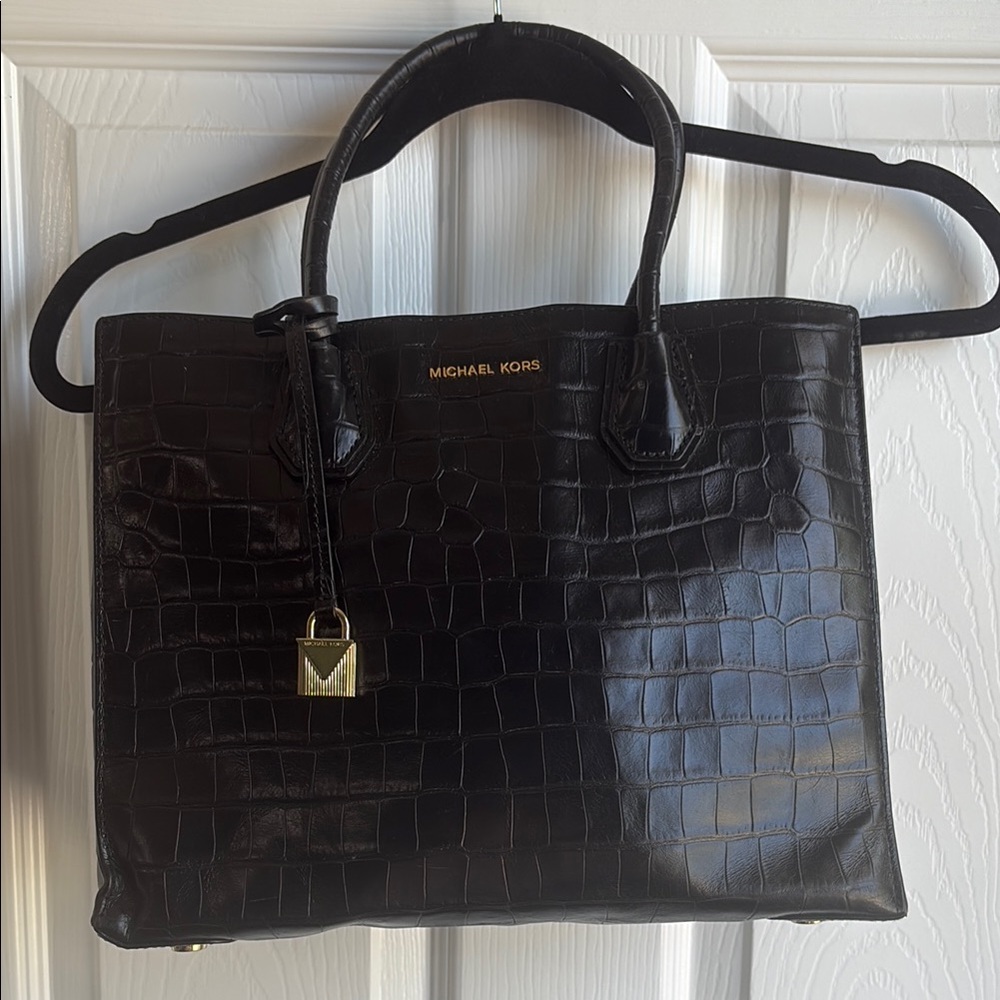 EUC Michael Kors Mercer Crocodile-Embossed Handbag